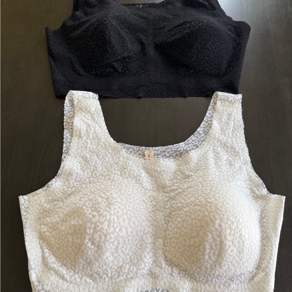 Rhonda Shear Black and White Lace Bras